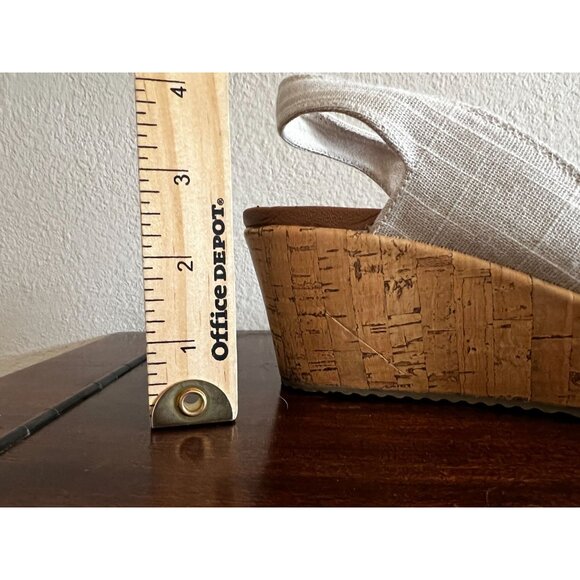 Skechers Wedge Sandals Beverlee Sz 9 Beige Stretch Straps Open Toe - Picture 5 of 10